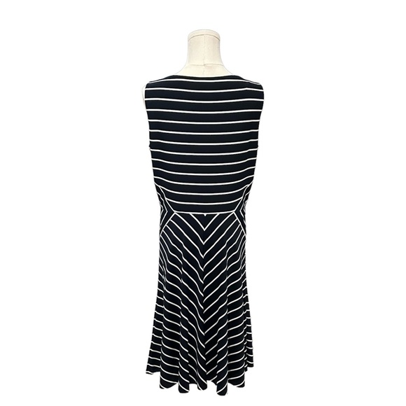Lauren RalphDress Womens Sz 12 Black Chevron Striped Sleeveless Jewel Neck EUC - Picture 4 of 7
